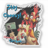 "Group Selfie Sticker" Chessy Chicken Vinyl シール (正面)