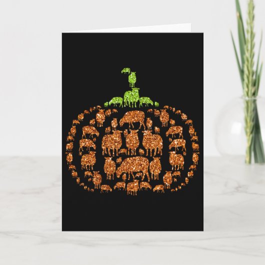 Group Sheeps Pumpkin Cute Shape Halloween Thanksgi カード (正面)