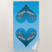 Grouper Twins in a Blue Heart - Illustration |  ビーチタオル (正面)