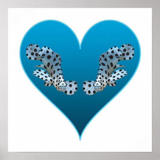 Grouper Twins in a Blue Heart - Illustration | ポスター (正面)