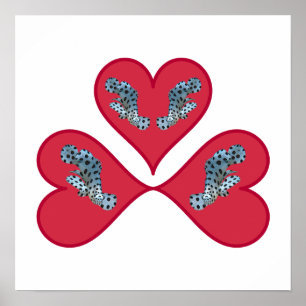 Grouper Twins - Three Red Heart Illustration ポスター