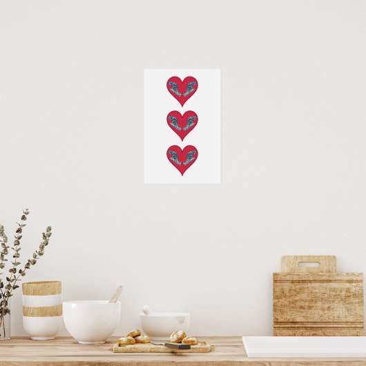 Grouperfish - Red Hearts, arranged vertically | ポスター (キッチン)