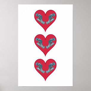Grouperfish - Red Hearts, arranged vertically ポスター