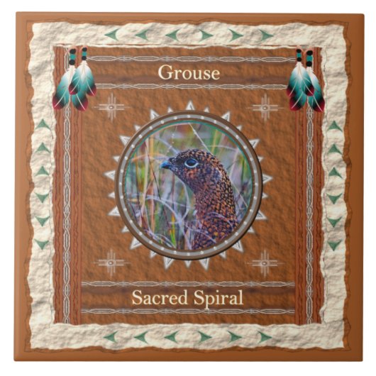 Grouse - Sacred Spiral Ceramic Tile タイル (正面)