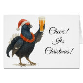 Grouse, Santa hat & Beer Christmas greetings card (正面横)
