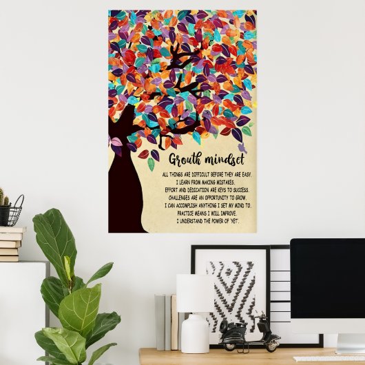 Grouth Mindset Poster, Classroom Decor ポスター (ホームオフィス)
