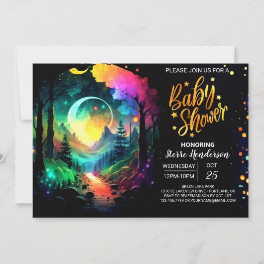 Grove Timberland Into the Woodsベビーシャワー 招待状 (正面)