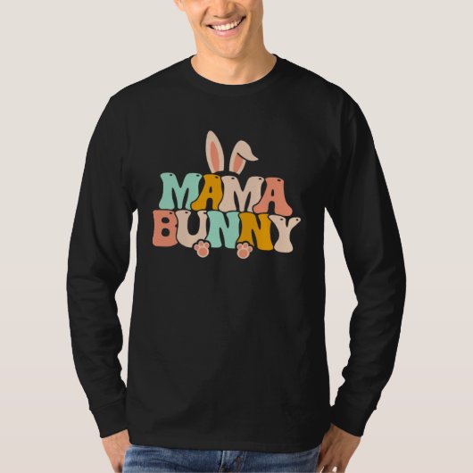 Grovy Mama Bunny Pregnancy Annoucement Easter Day  Tシャツ (正面)