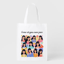 Grow At Your Own Pace Floral Women Portrait Sweats エコバッグ