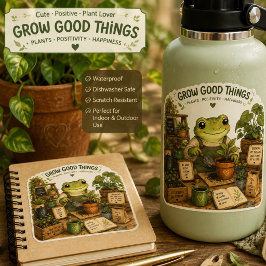 Grow Good Things かわいいガーデニングカエルステッカー – Pla スクエアシール