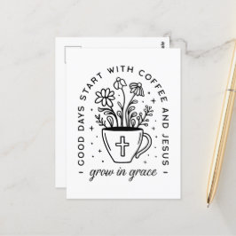 Grow in grace coffee Jesus Christian quotes ポストカード