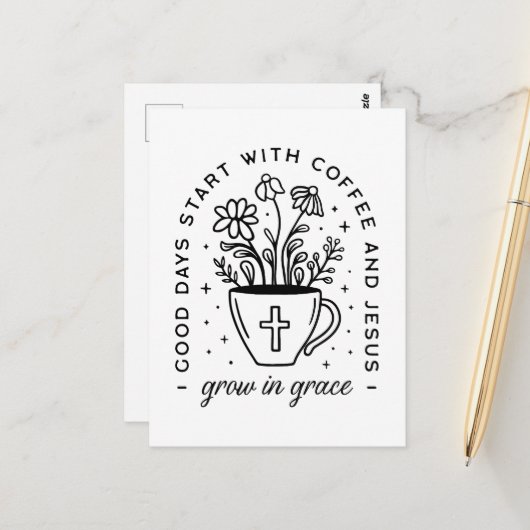 Grow in grace coffee Jesus Christian quotes ポストカード (正面/裏面インサイチュ)