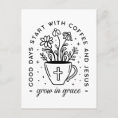 Grow in grace coffee Jesus Christian quotes ポストカード (正面)