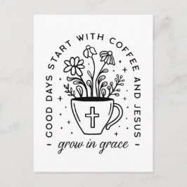 Grow in grace coffee Jesus Christian quotes ポストカード