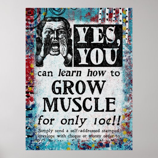 Grow Muscle Poster - おもしろい Vintage Ad ポスター (正面)