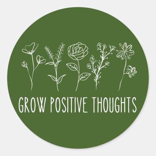 Grow Positive Thoughts Aesthetic  ラウンドシール (正面)