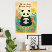 Grow Slow Bloom Bright – Peaceful Panda Garden ポスター (ホームオフィス)