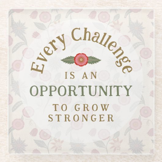 "Grow Stronger" Affirmation ガラスコースター (正面)