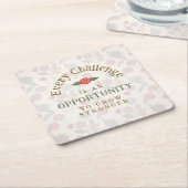 "Grow Stronger" Affirmation スクエアペーパーコースター (アングル)