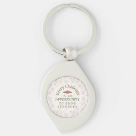 "Grow Stronger" Affirmation Metal Keychain キーホルダー