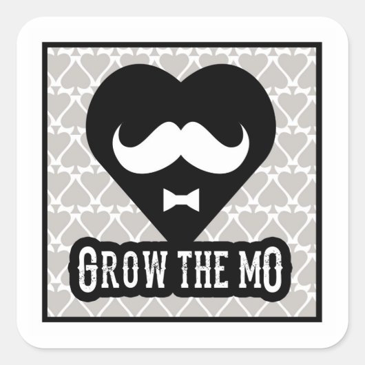 Grow The Mo – スタンプ – ハート版 スクエアシール (正面)