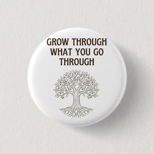 Grow Through Resilience Tree of Life Art 缶バッジ (正面)