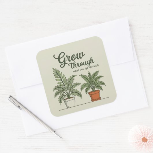 Grow through what you go through  スクエアシール (封筒)