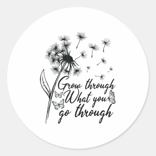 Grow Through What You Go Through Insrational Motiv ラウンドシール (正面)
