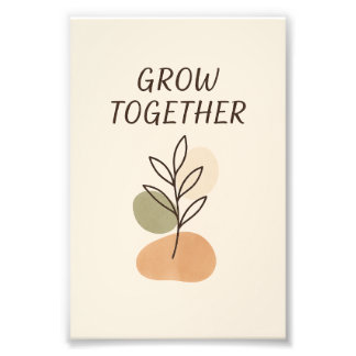 Grow Together Minimalist Botanical Poster フォトプリント