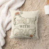 Grow With Grace 上品な植物の花の芸術 クッション (ブランケット)