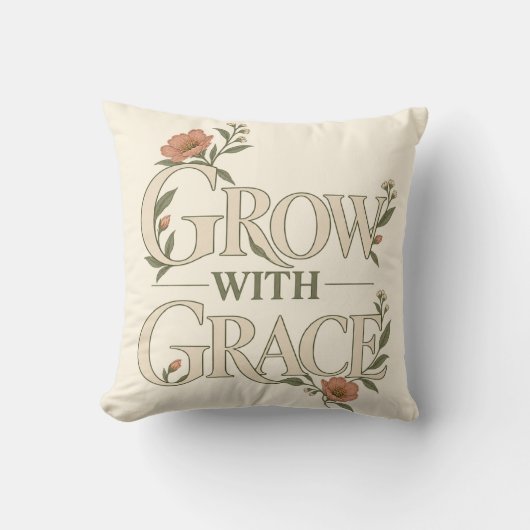 Grow With Grace 上品な植物の花の芸術 クッション (正面)
