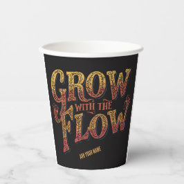 Grow With The Flow カスタムネーム レトロ70年代 タイポグラフィ 紙コップ