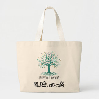 Grow Your Dreams Inspirational Motivational Grocer ラージトートバッグ