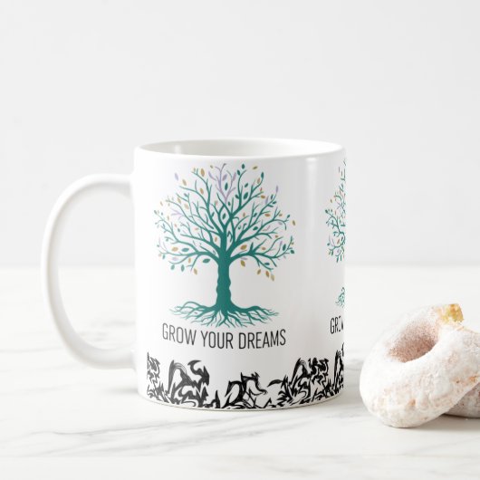 Grow Your Dreams Mug – Follow Your Dreams Inspirat コーヒーマグカップ (ドーナツ)