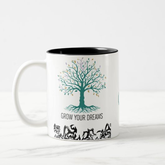 Grow Your Dreams Mug – Follow Your Dreams Inspirat ツートーンマグカップ (左)