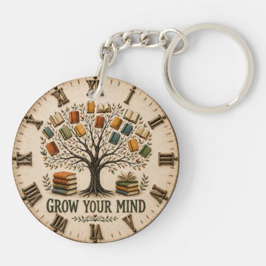 Grow Your Mind Book Reading Teacher Gift キーホルダー (裏面)