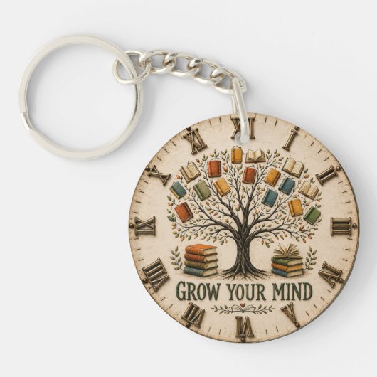Grow Your Mind Book  Reading Teacher Gift キーホルダー (正面)