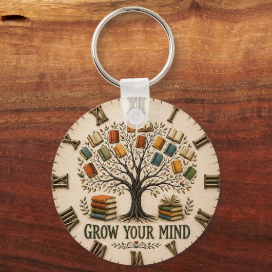 Grow Your Mind Book  Reading Teacher Gift キーホルダー (正面)