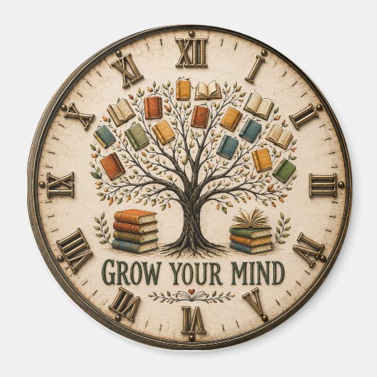 Grow Your Mind Book  Reading Teacher Gift マグネット (正面)