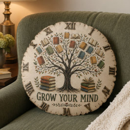 Grow Your Mind Book  Reading Teacher Gift ラウンドクッション