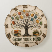 Grow Your Mind Book Reading Teacher Gift ラウンドクッション (正面)