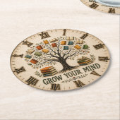 Grow Your Mind Book Reading Teacher Gift ラウンドペーパーコースター (アングル)