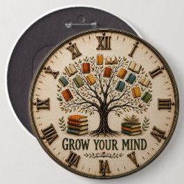Grow Your Mind Book  Reading Teacher Gift 缶バッジ