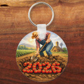 “Grow Your Own Luck Tomato Farming Keychain” キーホルダー (正面)