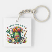 Grow Your World Floral Garden Design キーホルダー (裏面)