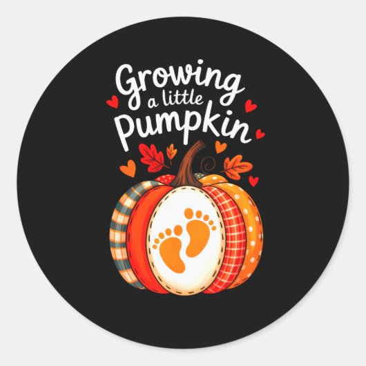 Growing A Little Pumpkin Maternity Pregnancy Thank ラウンドシール (正面)