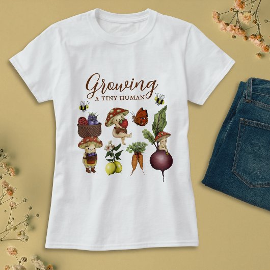 Growing a Tiny Human Baby Shower Mom-to-Be Tシャツ