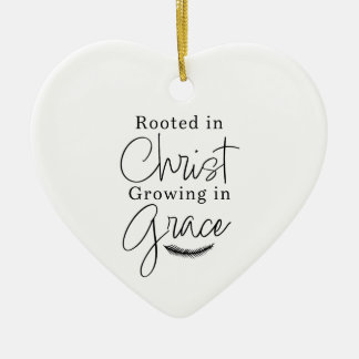 Growing in Grace Black and White Heart Christmas セラミックオーナメント