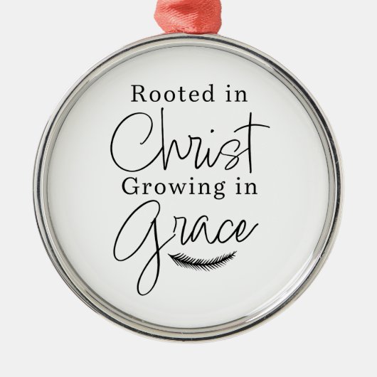 Growing in Grace Black and White Round Christmas メタルオーナメント (正面)