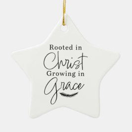 Growing in Grace Black and White Star Christmas セラミックオーナメント